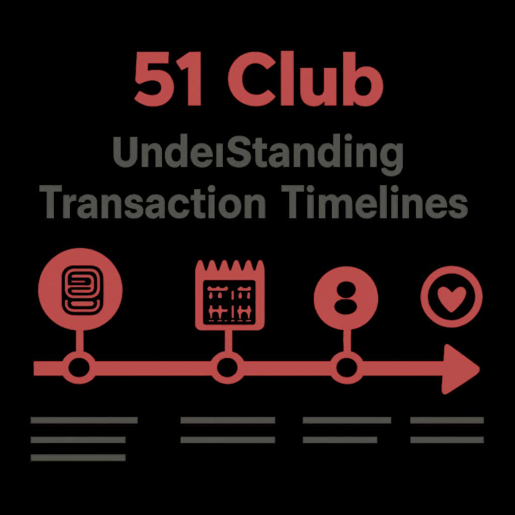 A diagram showing the stages of transaction timelines for the 51 Club.