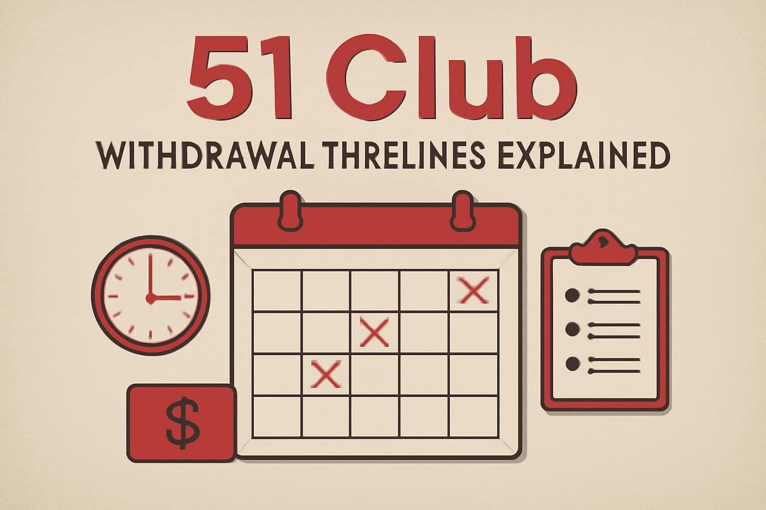 An informational scene depicting withdrawal timelines for 51 Club.
