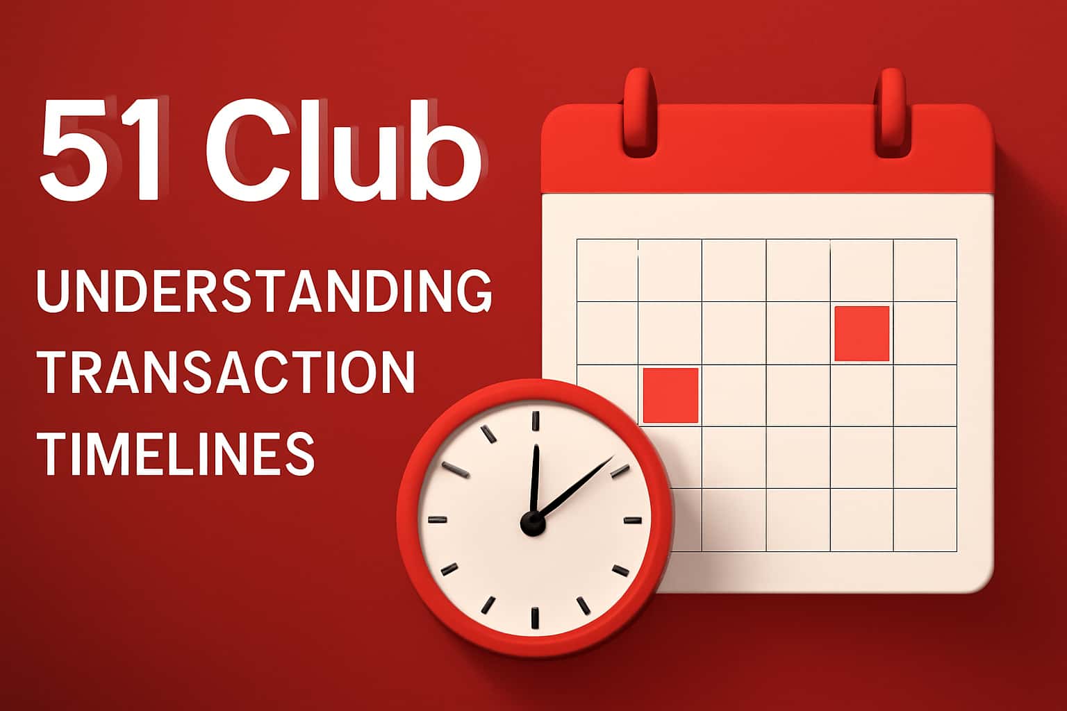 An illustration of transaction timelines for 51 Club, with a focus on clarity and professionalism.
